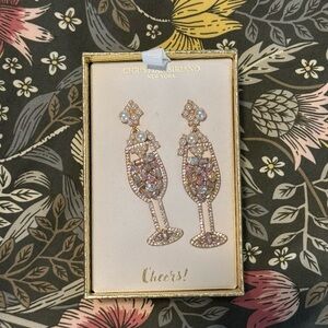 Christian Siriano Champagne Flutes Glass Earrings